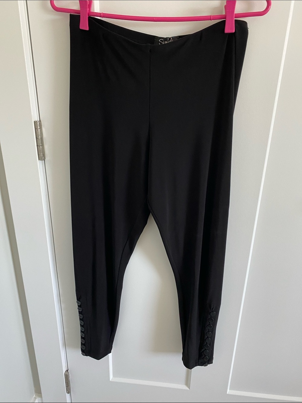 Sympli Black Leggings with Ankle Button Detail